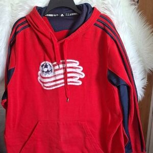 Adidas Red and Navy Men's Hoodie